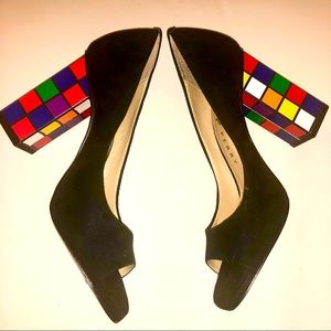 Black Rubik’s Cube shoes by Katy Perry